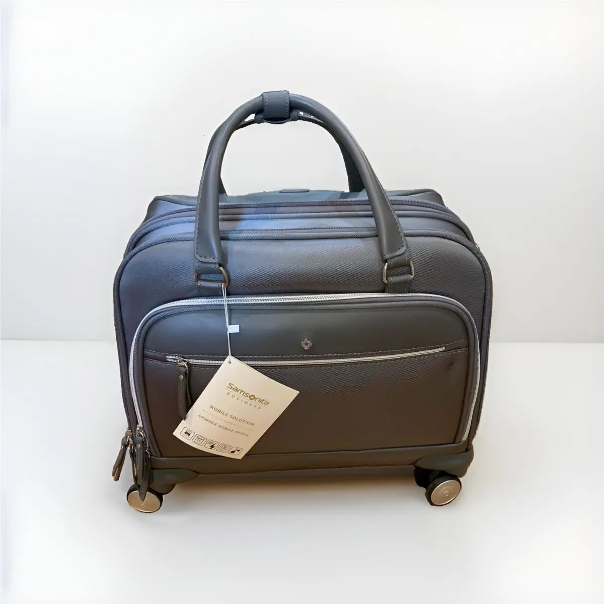 Samsonite Spinner Mobile Office Gray Travel Bag with Wheels and Carry Handle