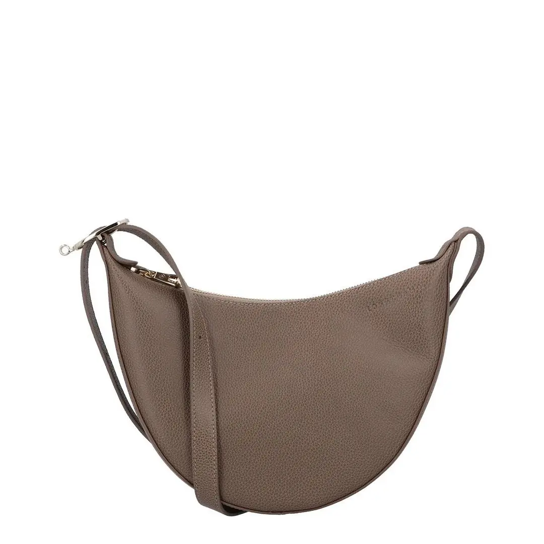 Le Foulonne Small Leather Crossbody Women`s Grey by Longchamp