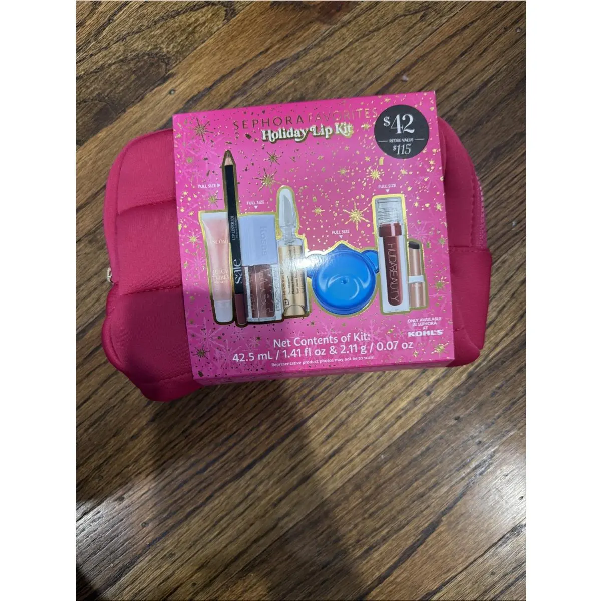 Sephora Favorites Holiday Lip Kit Set + Pink Quilted Makeup Bag