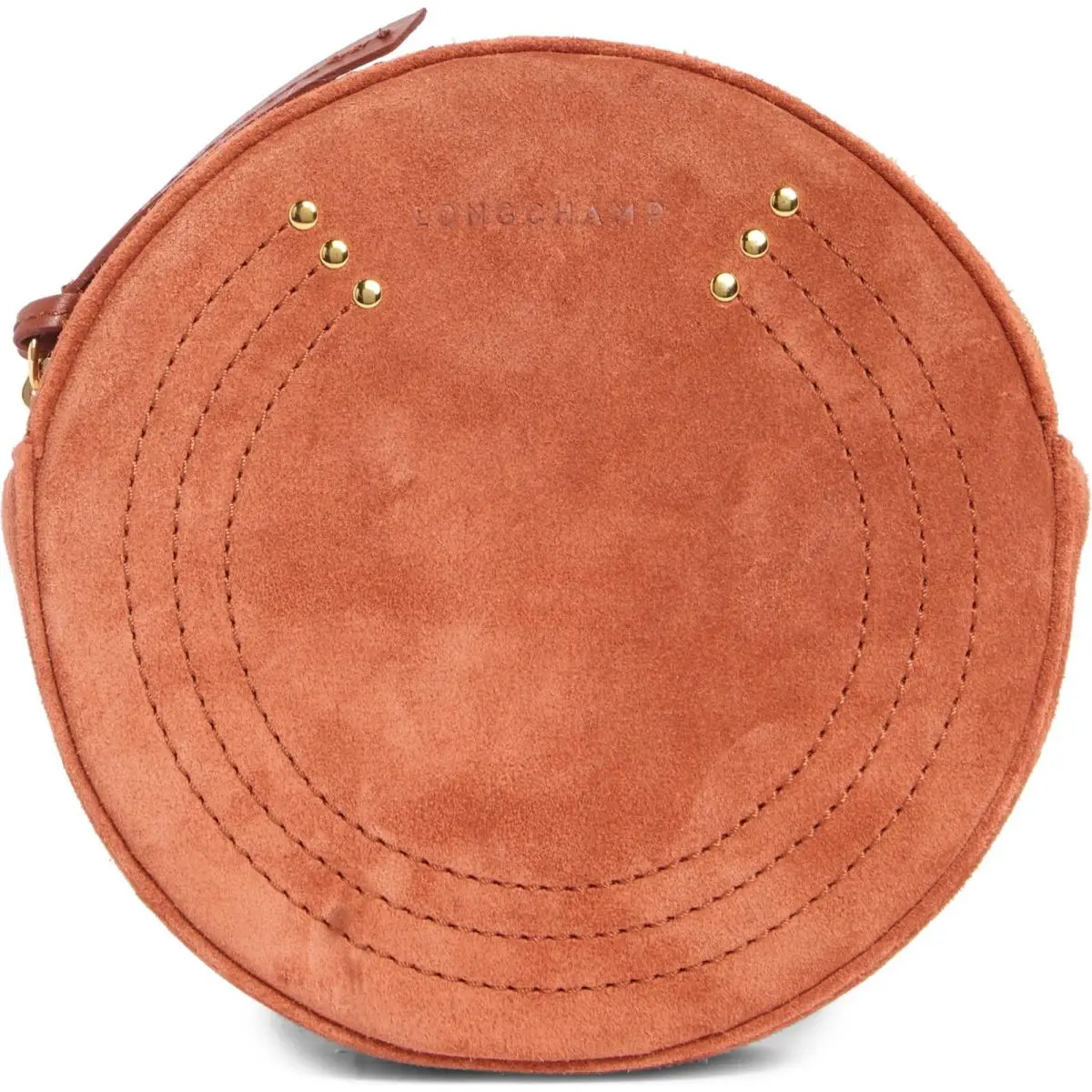 Longchamp Cavalcade Round Belt Bag Suede Cognac Brown