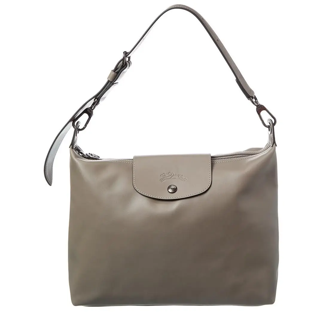 Le Pliage Xtra Medium Leather Hobo Bag Women`s Grey by Longchamp