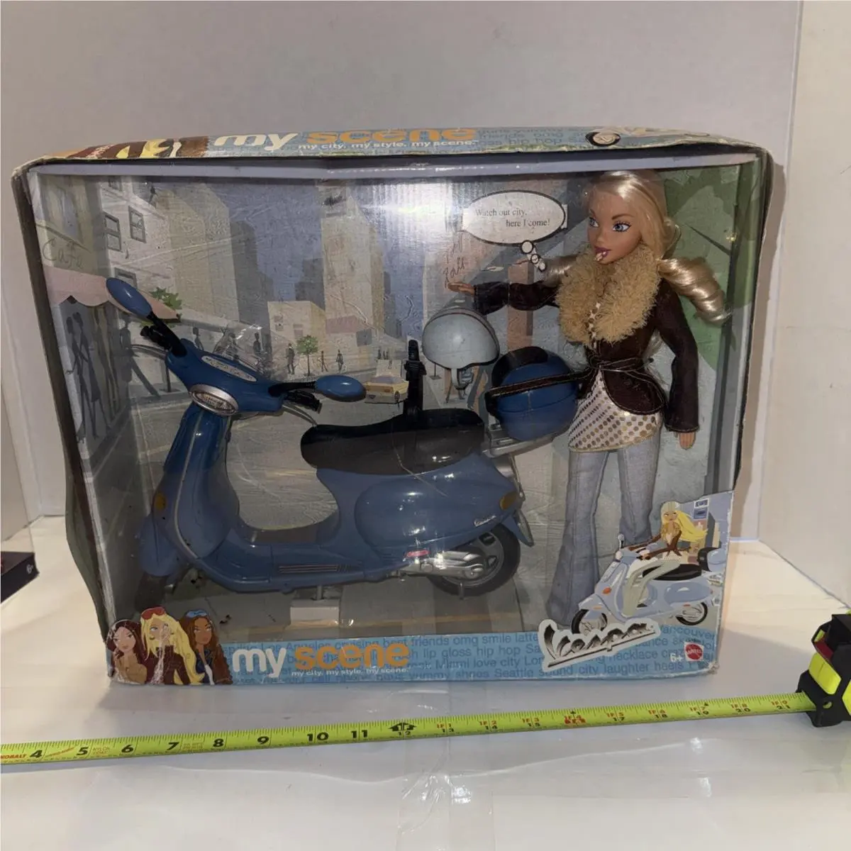 2003 Mattel My Scene Barbie Vespa Giftset Featuring a Blue Scooter and Doll