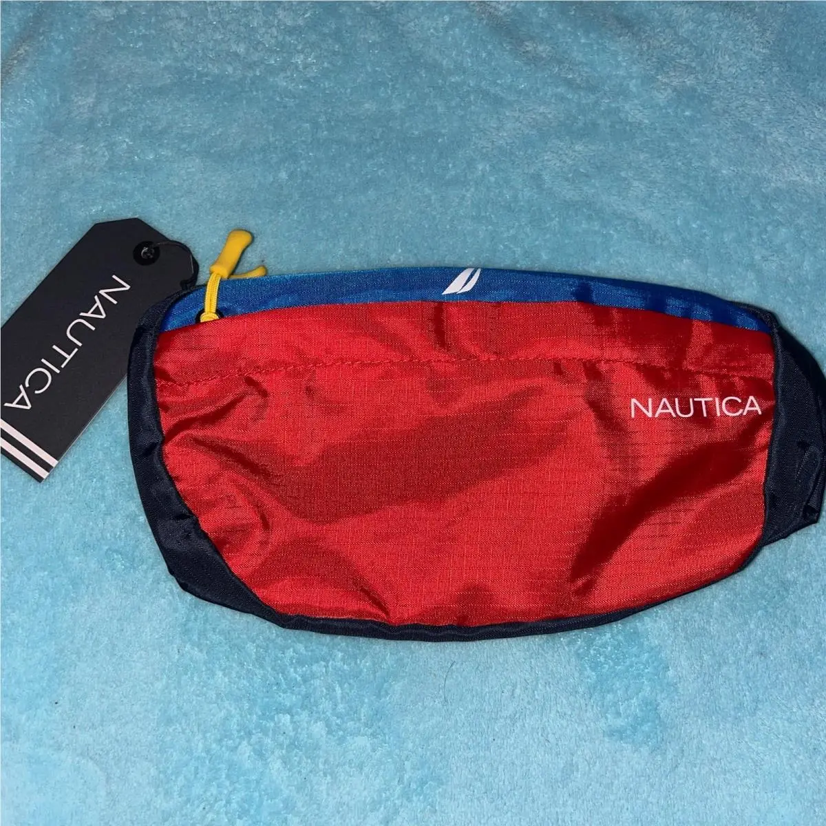 Nautica Waist Bag Vtg 90s 2000s Red Blue Navy Retro Chill Party Fanny Pack Cool
