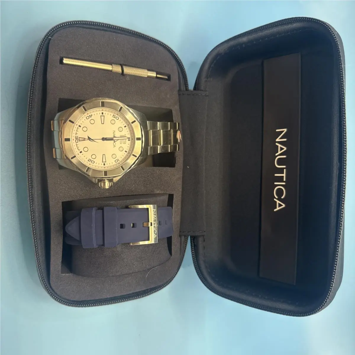 Mens Wristwatch + Watchband  Koh May Bay NAPKMF204 Stainless Steel Black by Nautica