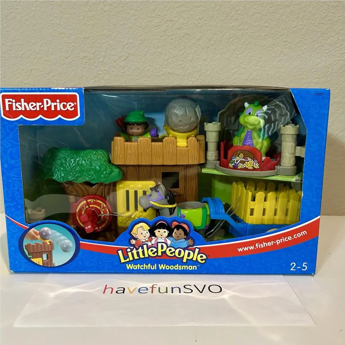 Vintage Retired Fisher Price Little People Watchful Woodsman Lil` Kingdom