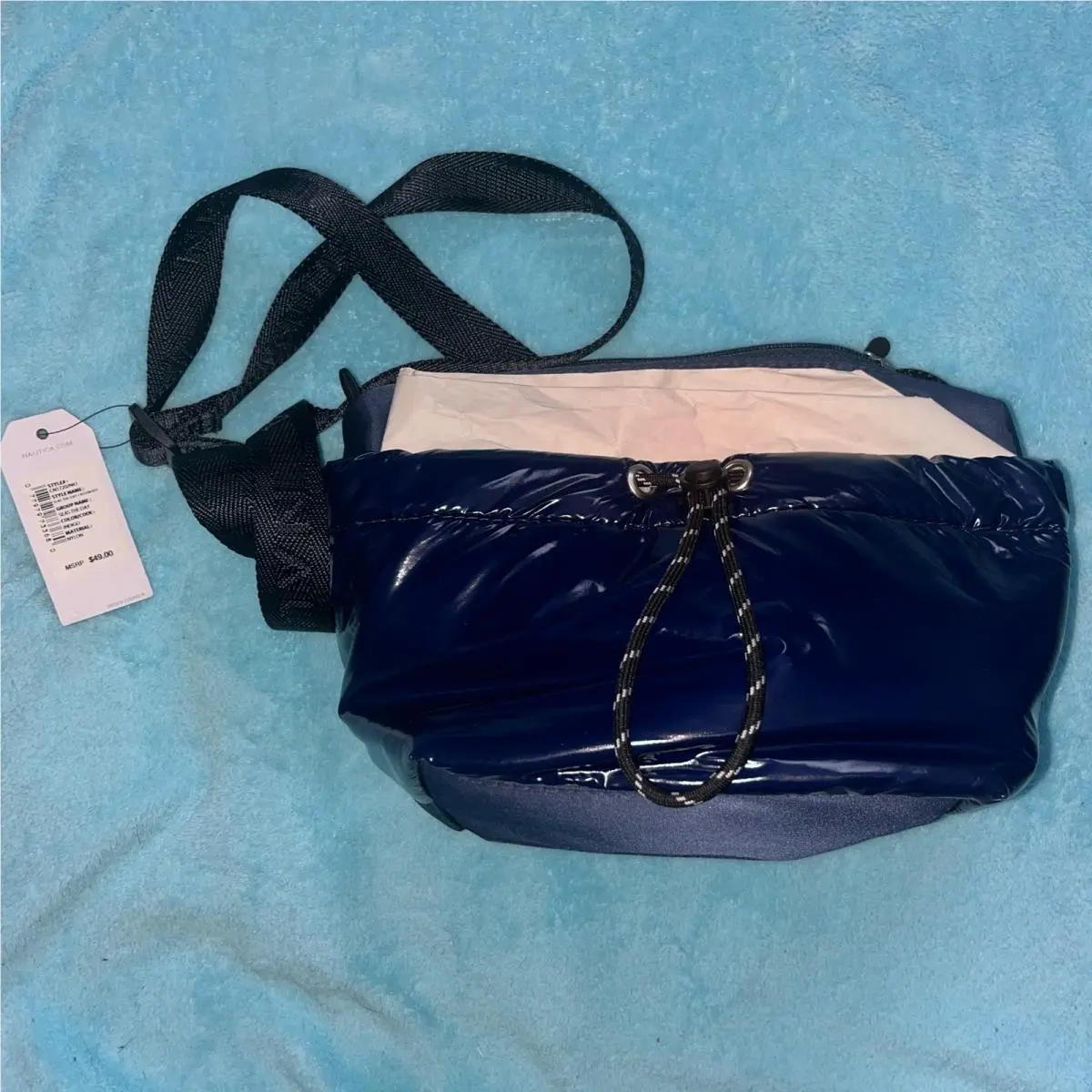 Nautica Blue Puffer Crossbody Bag Purse Adjustable Strap Vtg 90s 2000s Style