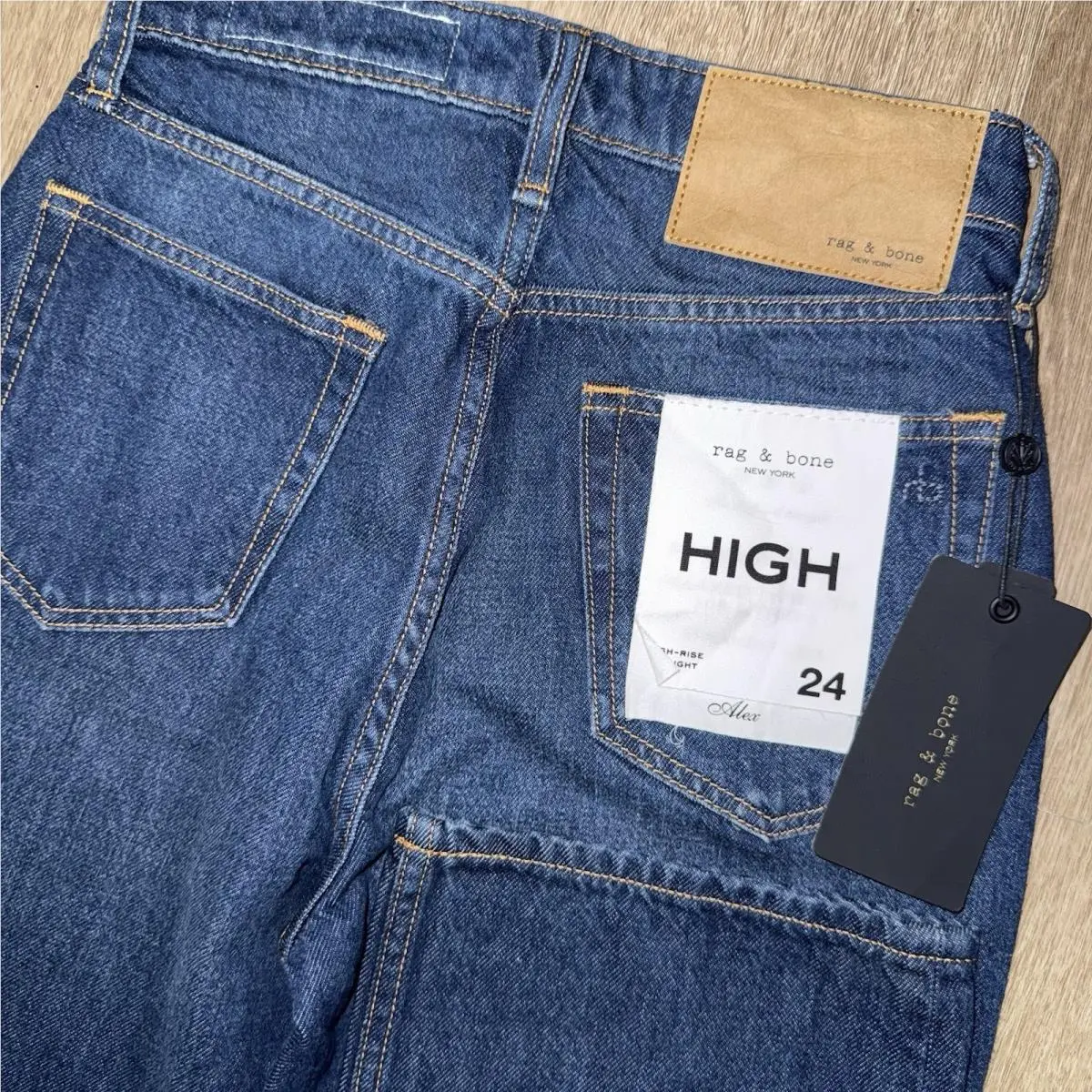 Rag and Bone Alex High Rise Straight Jeans Women’s 24 Dark Blue Wash Stretch