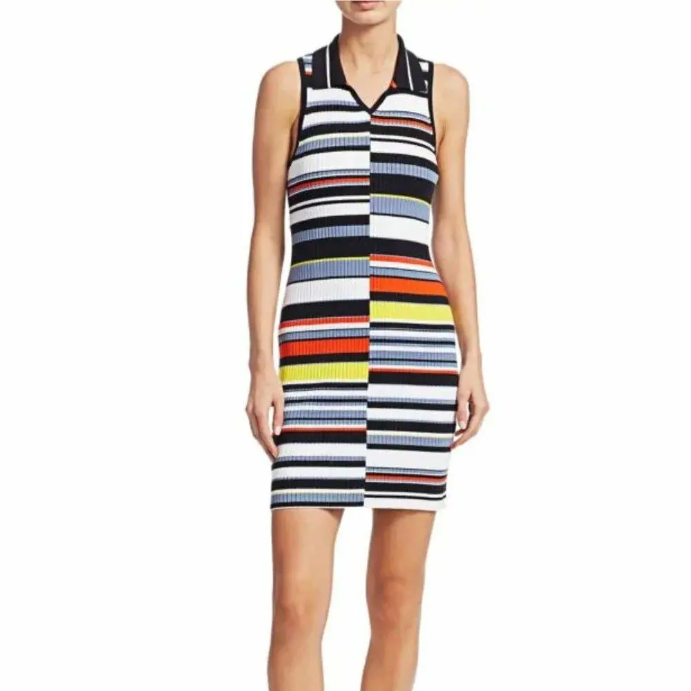 White Rag Bone Mason Striped Sleeveless Knit Dress sz L by Rag & Bone