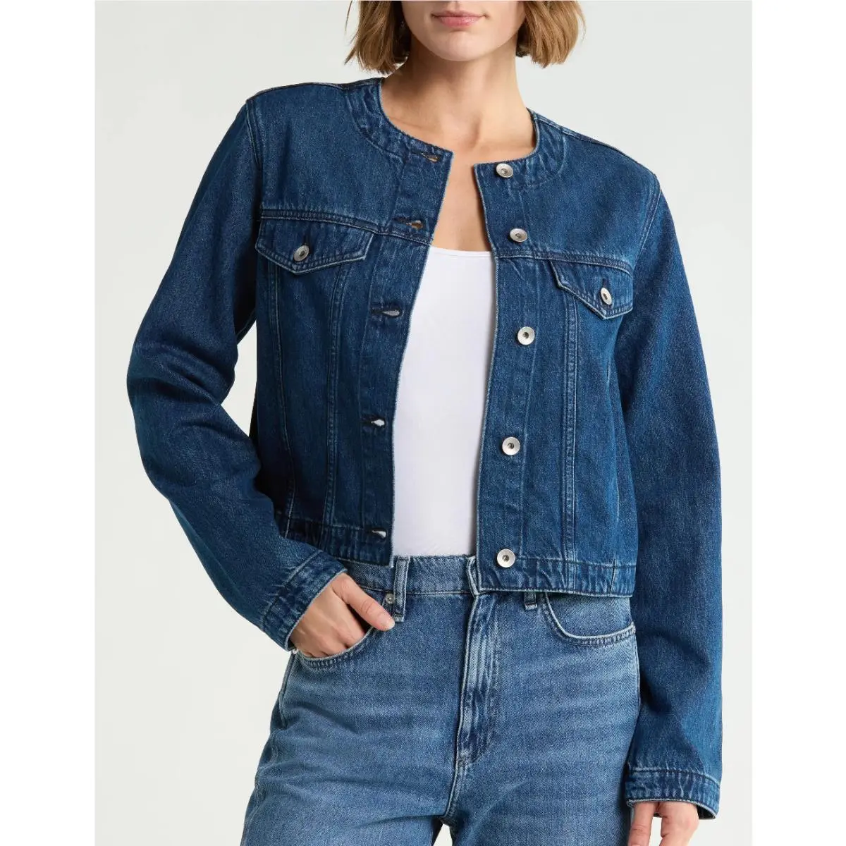 Rag Bone Dora Blue Noah Crop Denim Jacket Size S
