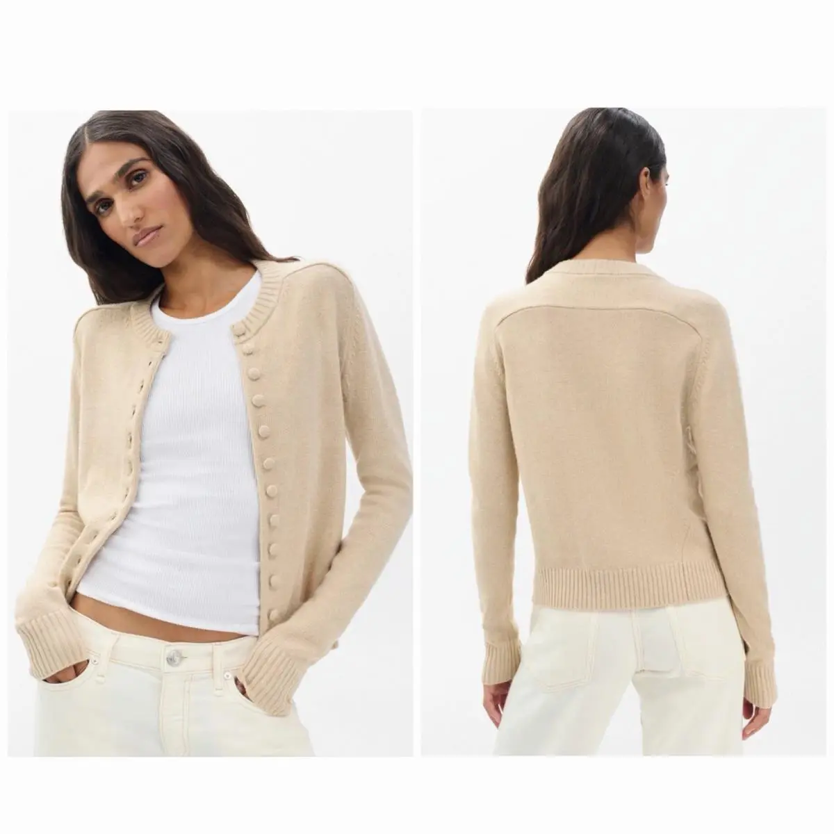 Rag Bone Wallace Crew Cardigan Wool Blend In Oatmeal Size: Xxs by Rag & Bone