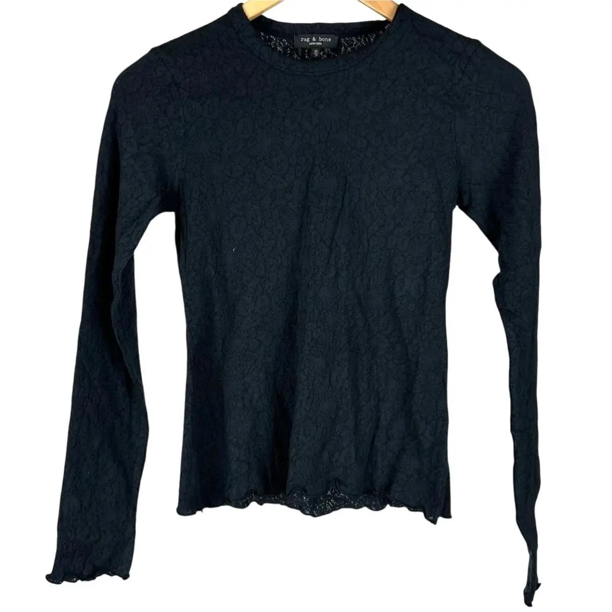 Rag Bone Women`s Gemma Long Sleeve Tee Black Size X-smalll by Rag & Bone
