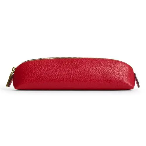 Coach Pencil Case - CGG39 Poppy Red Refined Pebble Leather