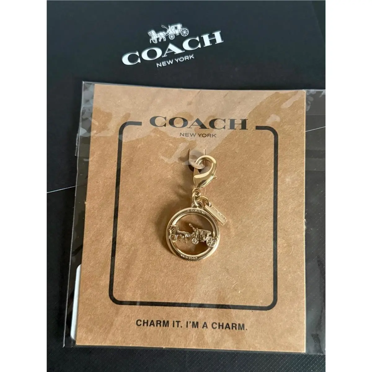 Coach Horse Carriage Motif Gold Metal Bag Purse Charm Pendant For Keycha