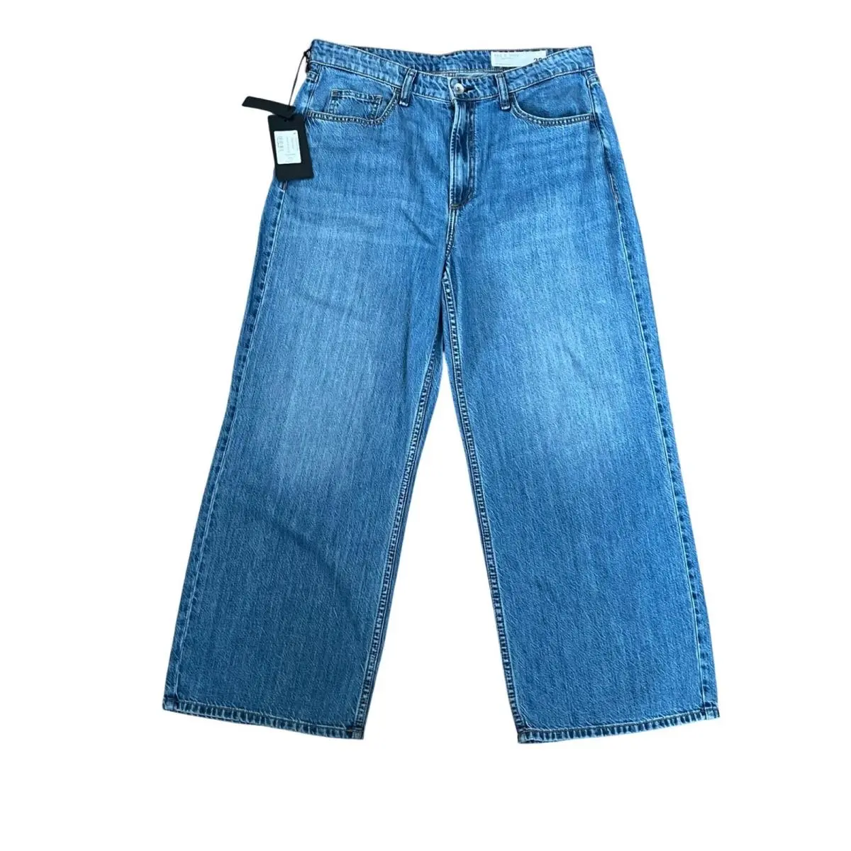 Rag Bone Lori Mid Rise Crop Wide Leg Jeans Medium Wash Denim Size 30 by Rag & Bone