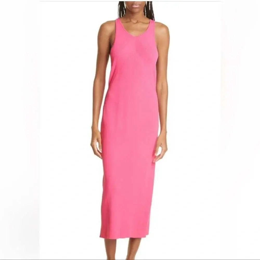 Rag Bone Asher Ribbed-knit Racerback Maxi Tank Dress Magenta Pink Large by Rag & Bone