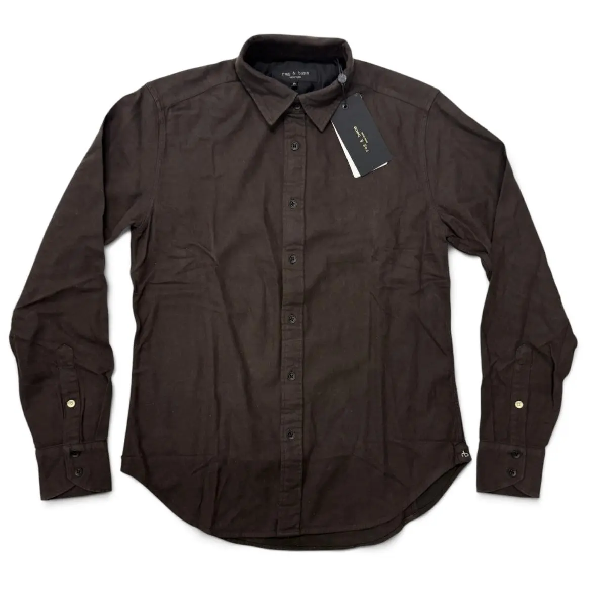 Rag Bone Pursuit 365 Flannel Shirt Mens XS Espresso Brown Slim Fit
