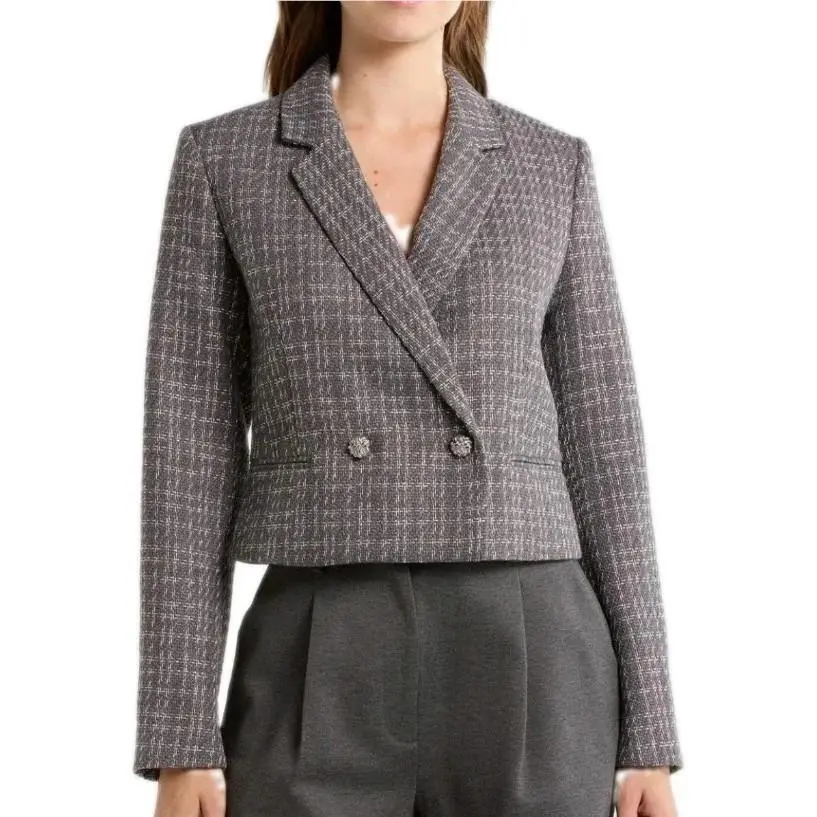 Rag Bone Size 4 Elvy Crop Tweed Dusty Mauve Blazer