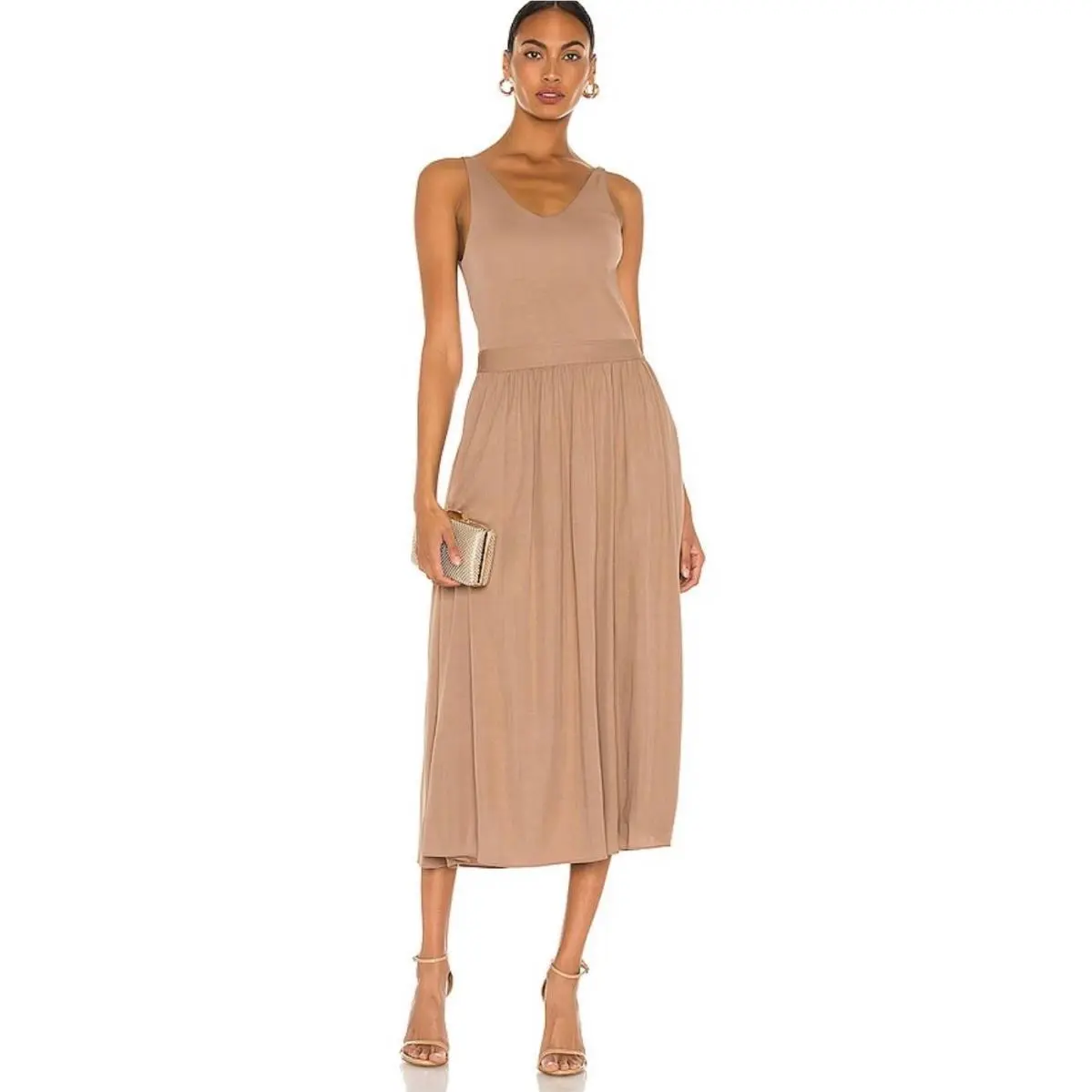 Rag Bone Dancer Tank Maxi Dress Warm Taupe Pockets Size Large by Rag & Bone