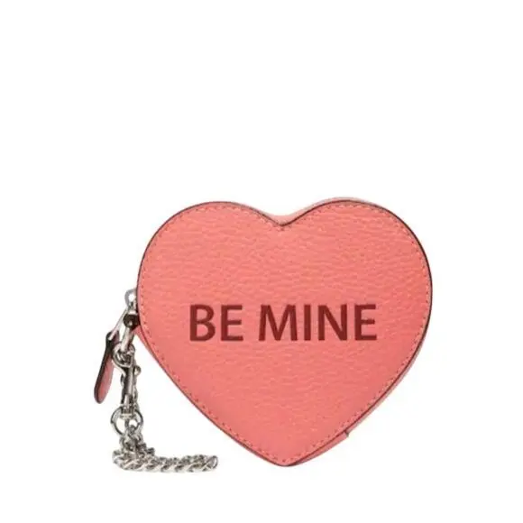 Coach Valentine Heart Coin Case with Be Mine and Xoxo Motif Sv/bright C…