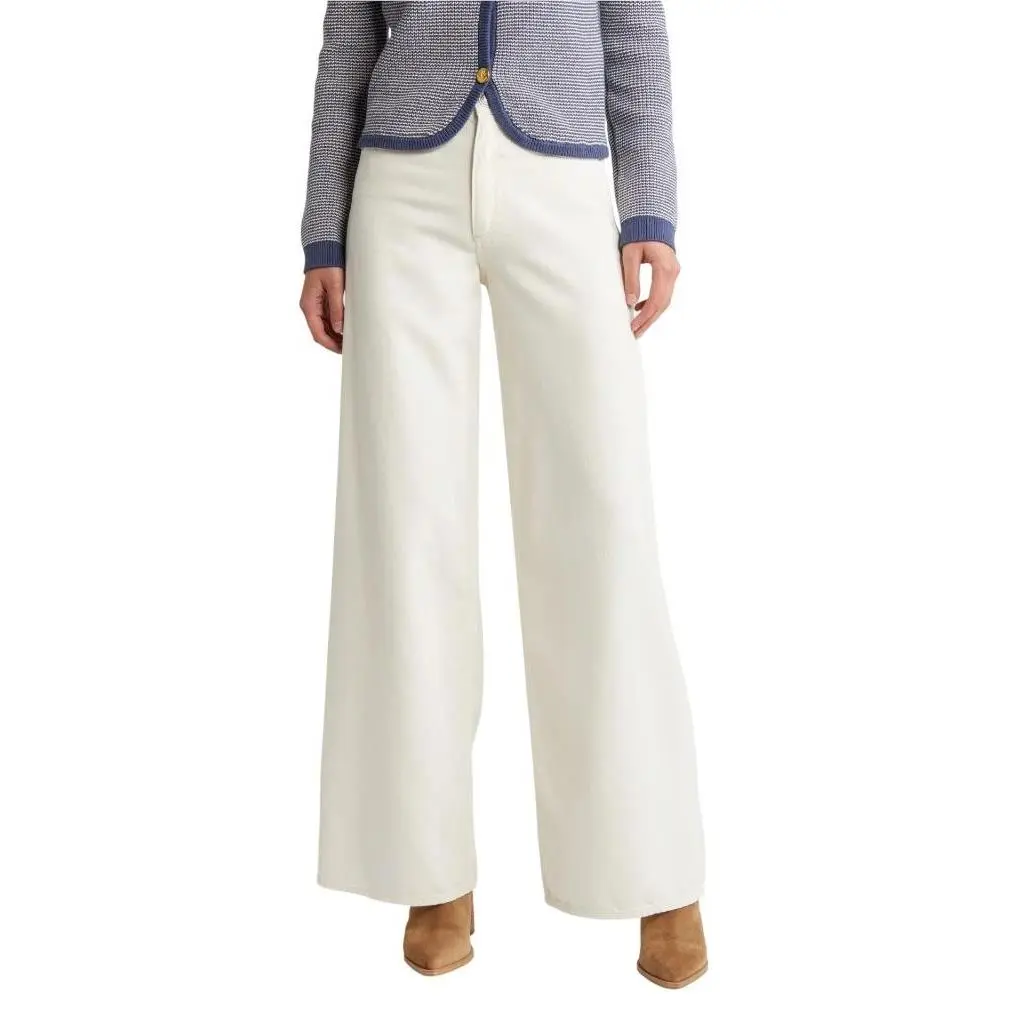 Rag Bone Sofie Featherweight High Waist Wide Leg Jeans in Ecru Size 27 by Rag & Bone