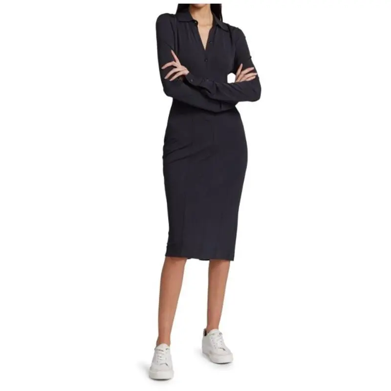 Rag Bone Sabeen Stretch Shirt Midi Dress Black Size Large by Rag & Bone