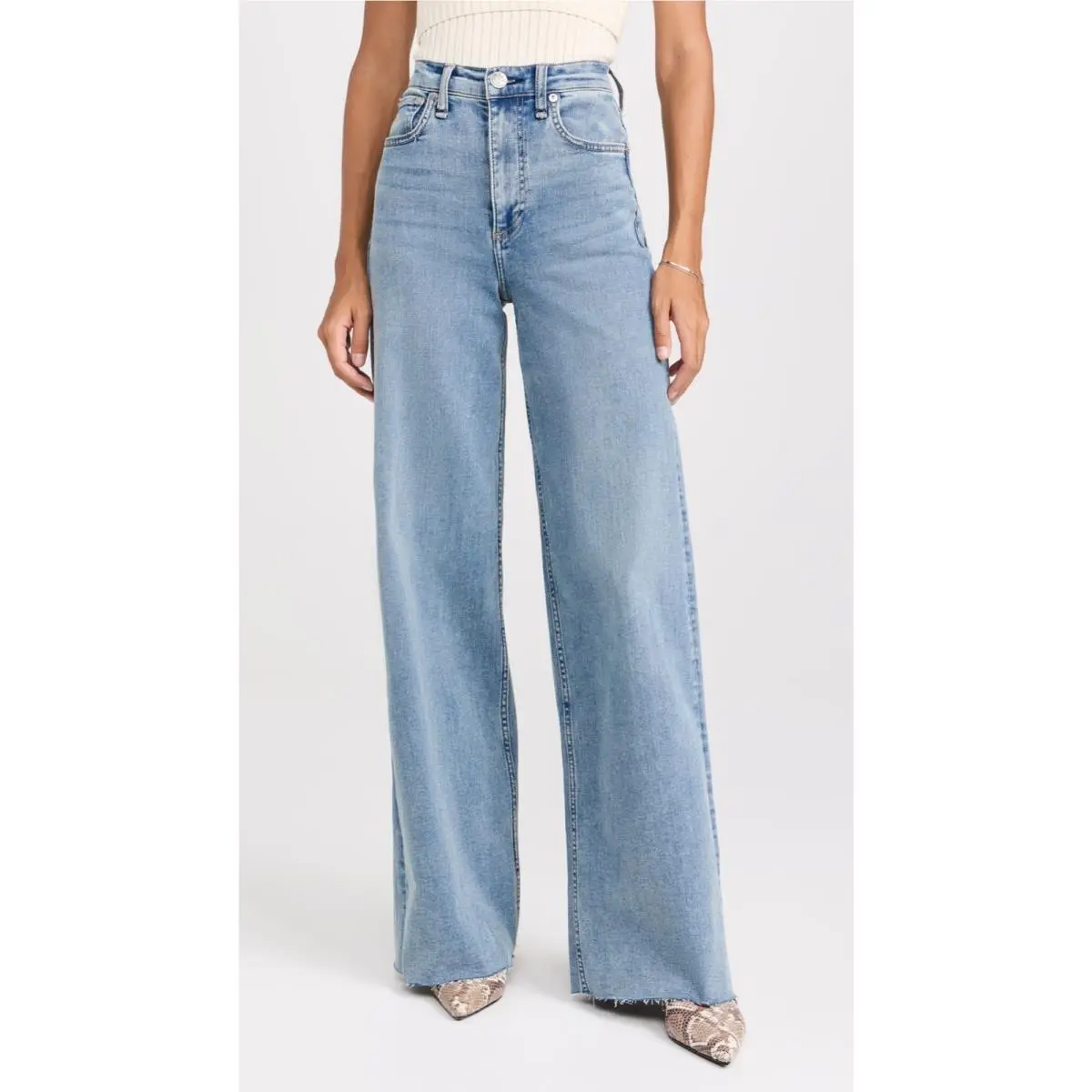 Rag Bone Size 30 Flexi Sofie Jeans Whitney High Rise Ultra Wide Full Length by Rag & Bone