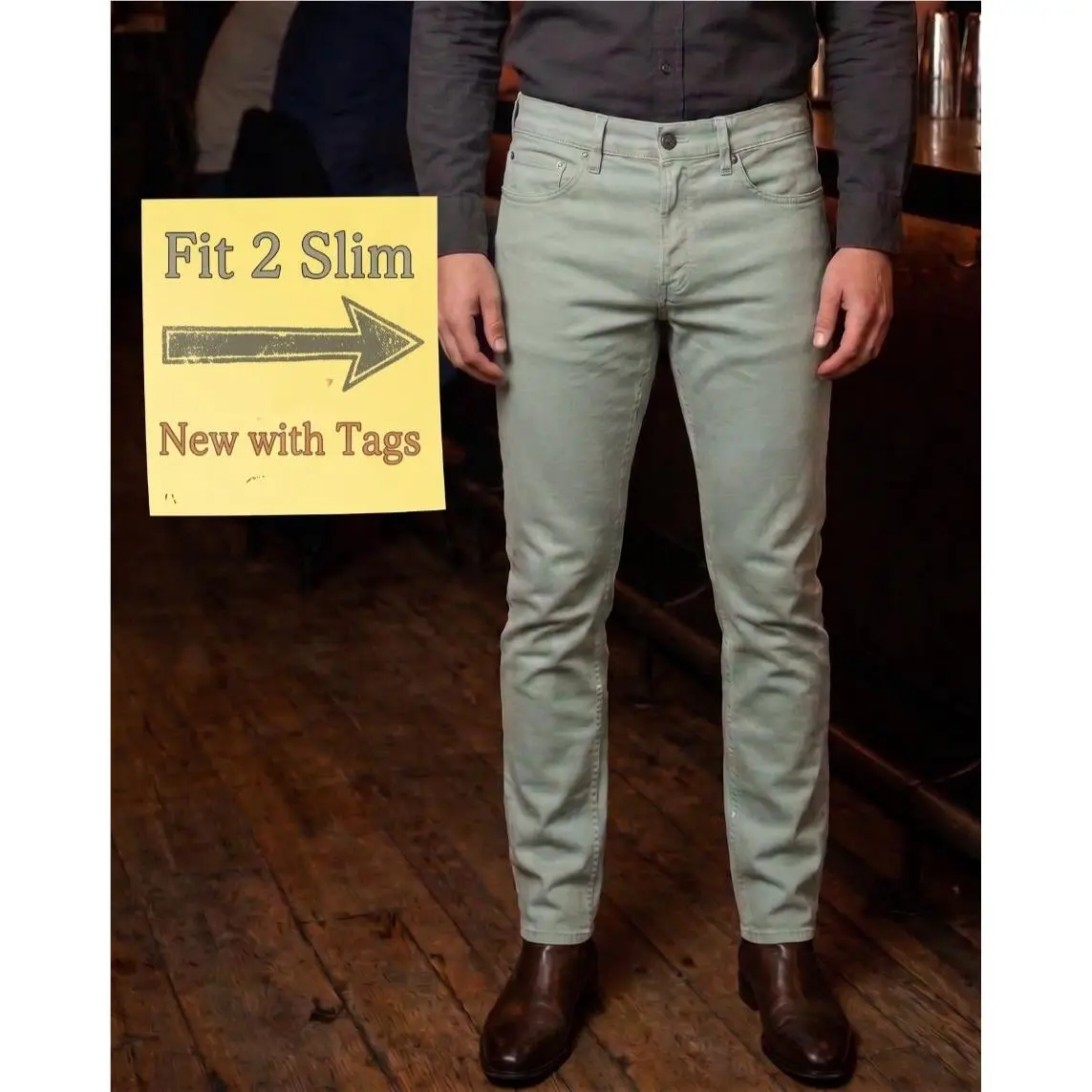 Rag Bone Fit 2 Men`s Lt Green London Fog Jeans Size 30 x 32 by Rag & Bone