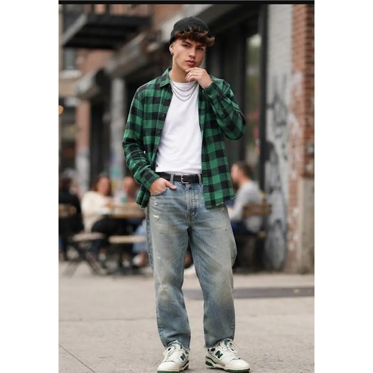 Rag Bone Fit 3 Shirt Mens XL Green Black Buffalo Plaid Button Down Flannel