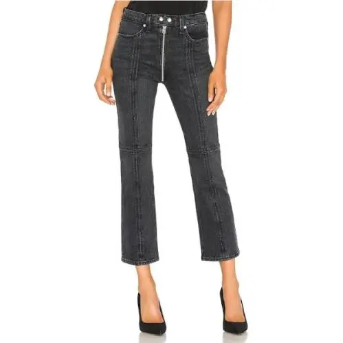 Rag Bone Womens Jeans 31 Gray Black Iver Cropped