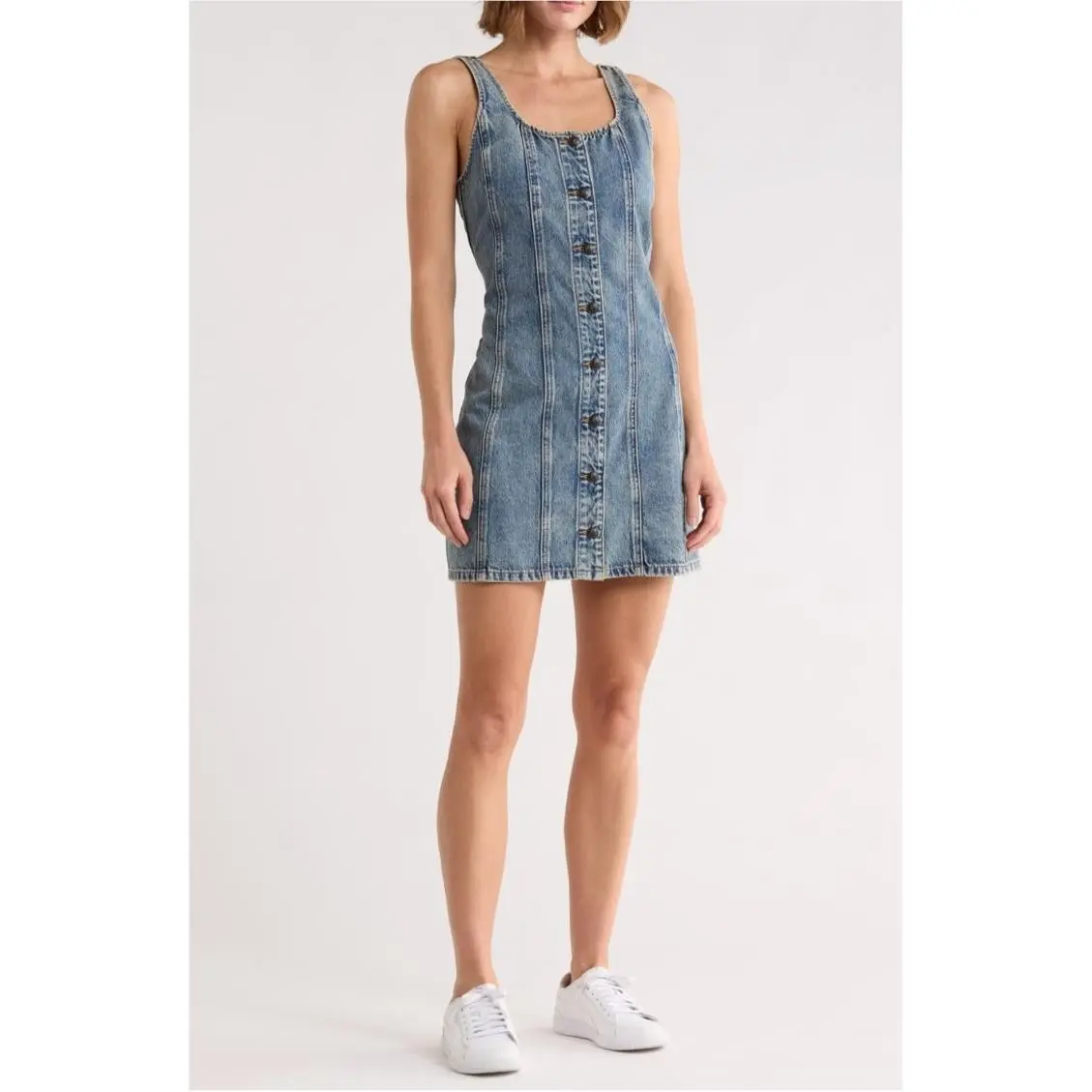 Rag Bone Lorraine Denim Sleeveless Mini Dress Women`s Size 14