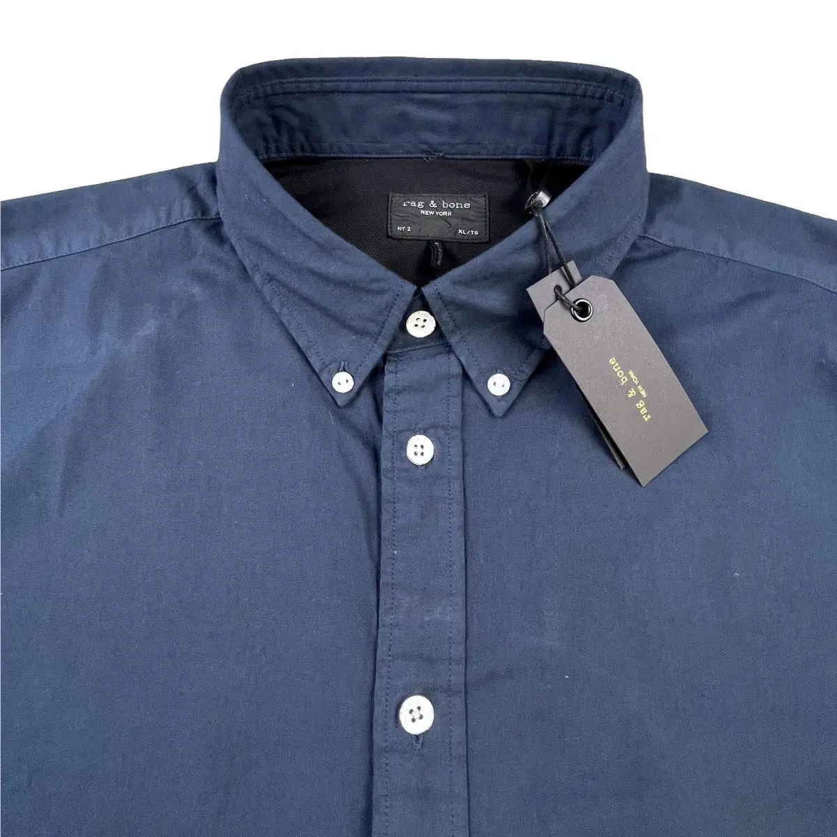Rag Bone Fit 2 Shirt Men’s XL Navy Blue Tomlin Poplin Stretch Designer
