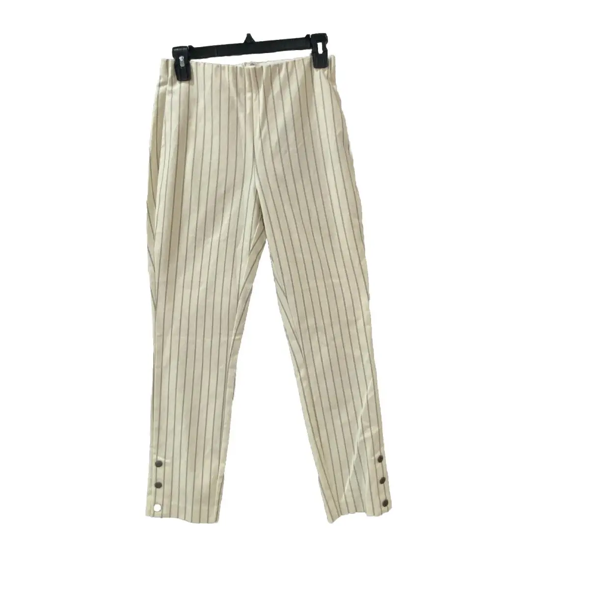 Rag Bone Simone Pinstripe Pants Woman`s 4 Ivory Skinny Ankle Button High Waist by Rag & Bone