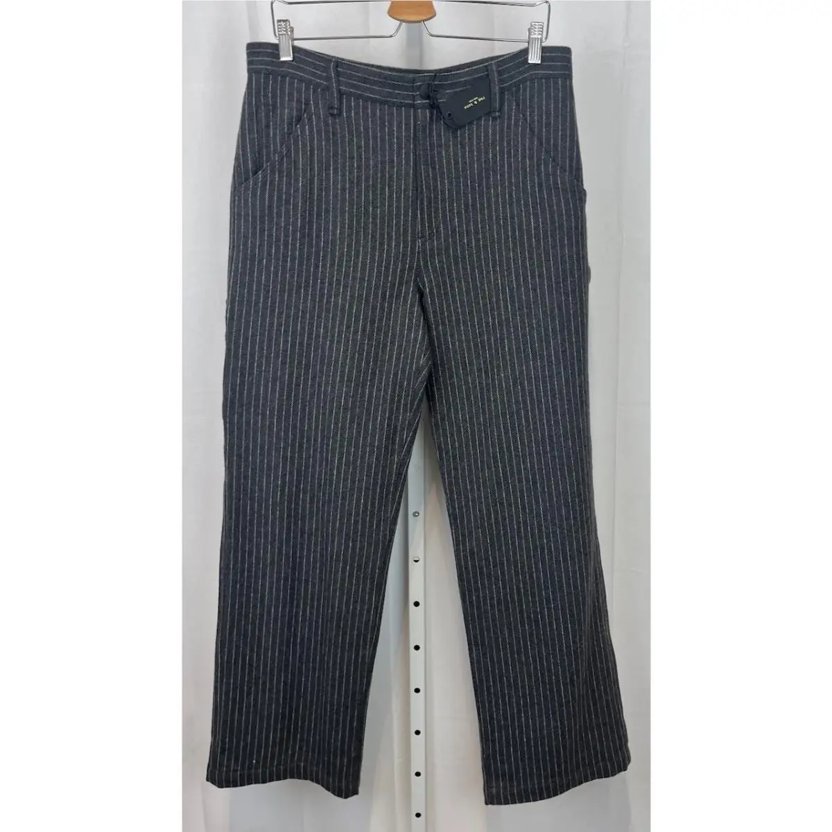 Rag Bone Sid Carpenter Pants Wide Leg Pinstripe Wool Blend Gray Size 29
