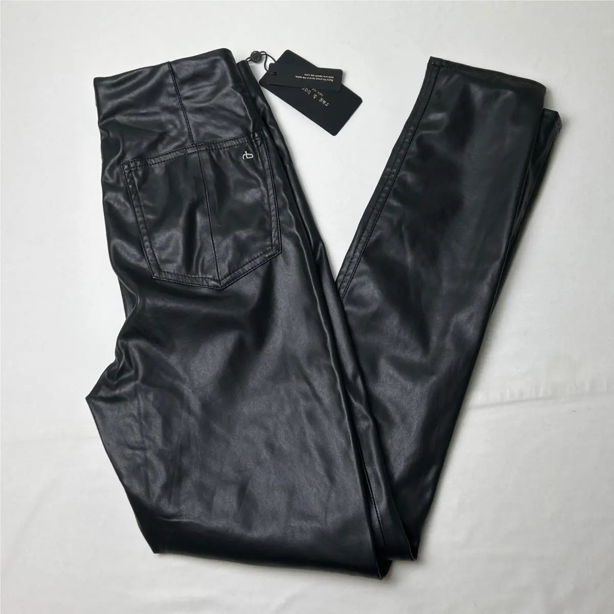 Rag Bone Womens Nina Leather Pull On Skinny Pants Size M Black Streetwear by Rag & Bone