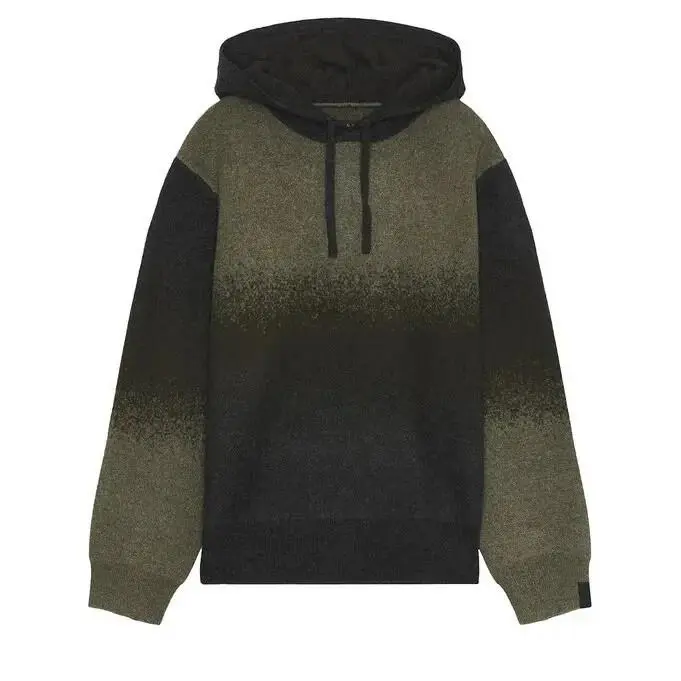 Rag Bone Wool Cashmere Downing Hooded Sweater Green Grey M by Rag & Bone