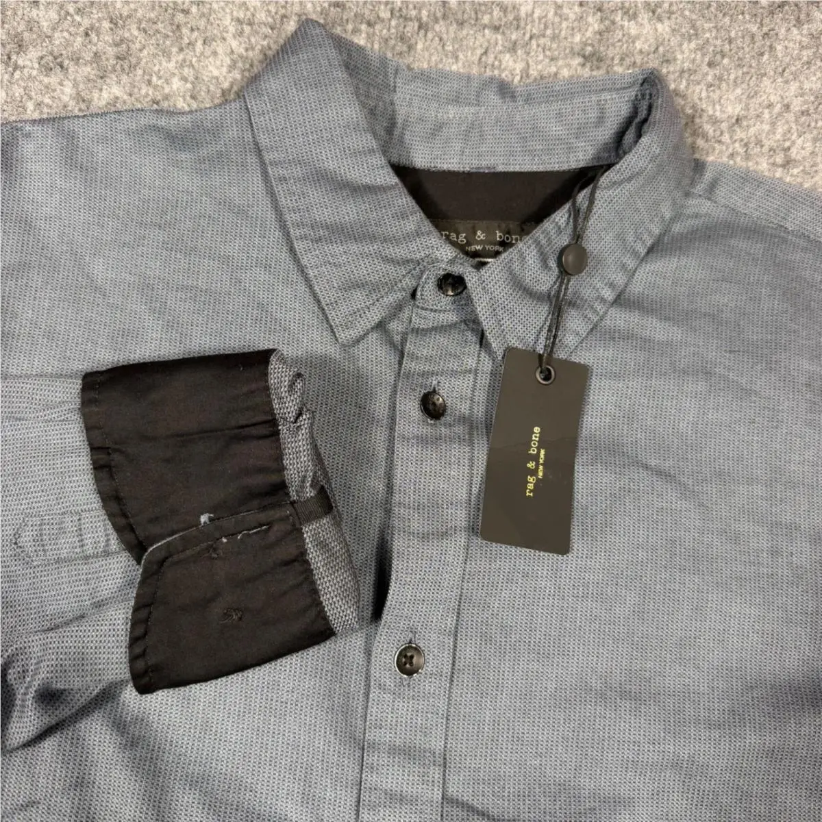 Rag Bone Tomlin Stretch Dobby Shirt Mens XL Washed Blue Cotton by Rag & Bone