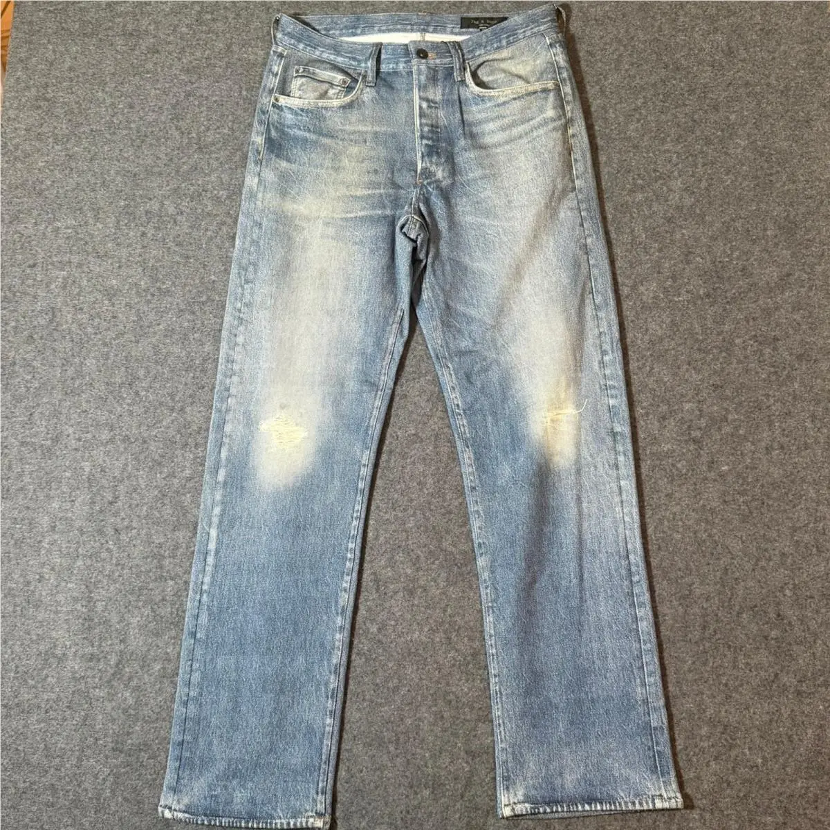 Rag Bone Fit 4 Miramar Pant Dover Blue Distressed Print Relaxed Jeans 32 by Rag & Bone