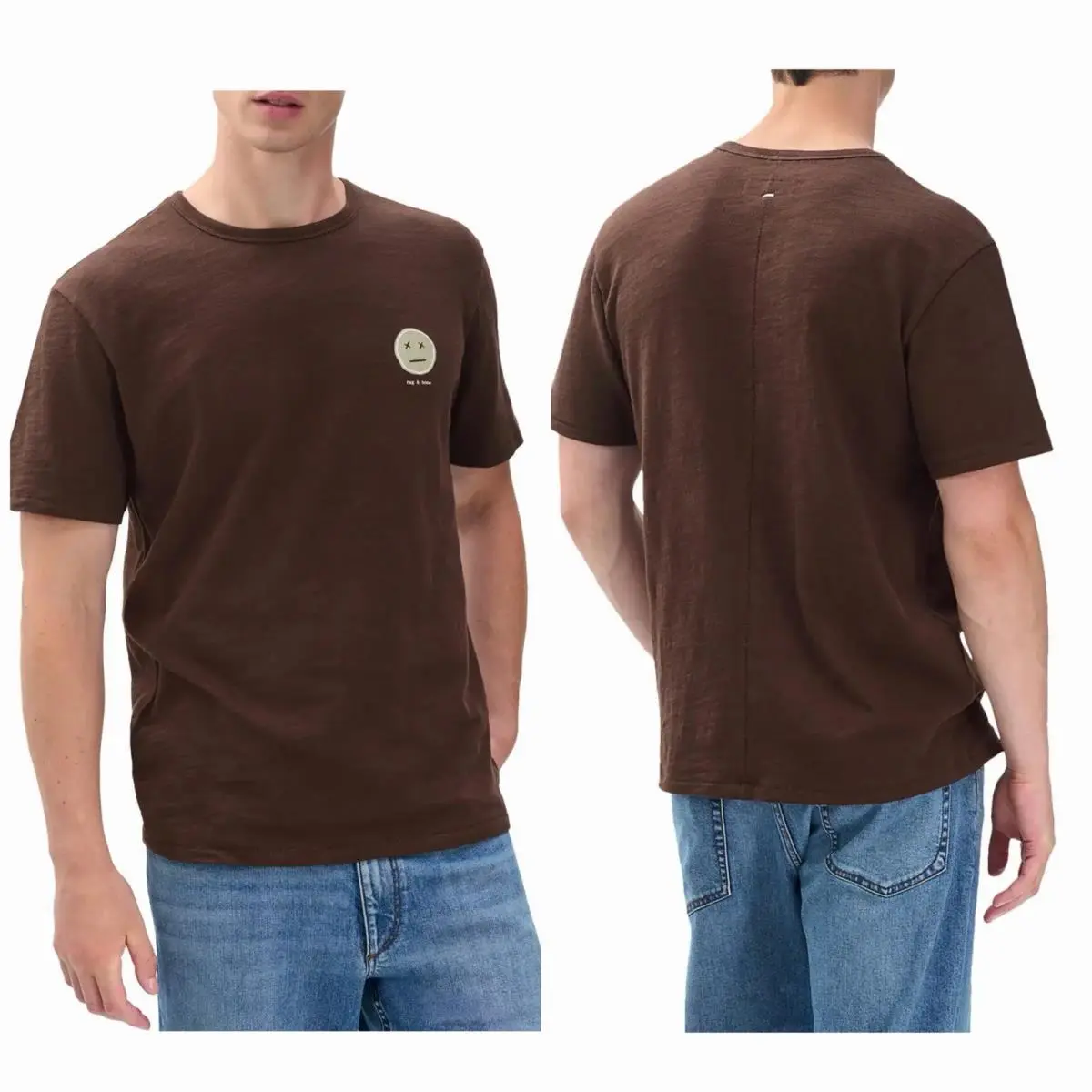 Rag Bone Sour Face Embroidered Tee In Brown Size: Medium by Rag & Bone