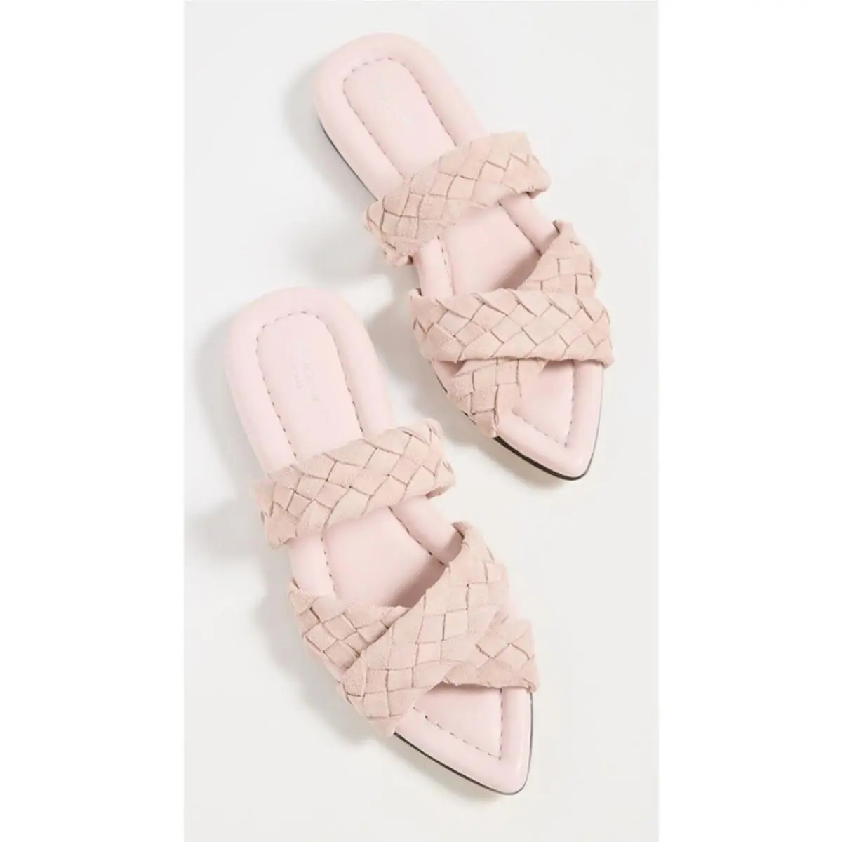 Rag Bone Leather Slide Sandals 8.5 Pointed Toe Woven Vacation Resort Lewis