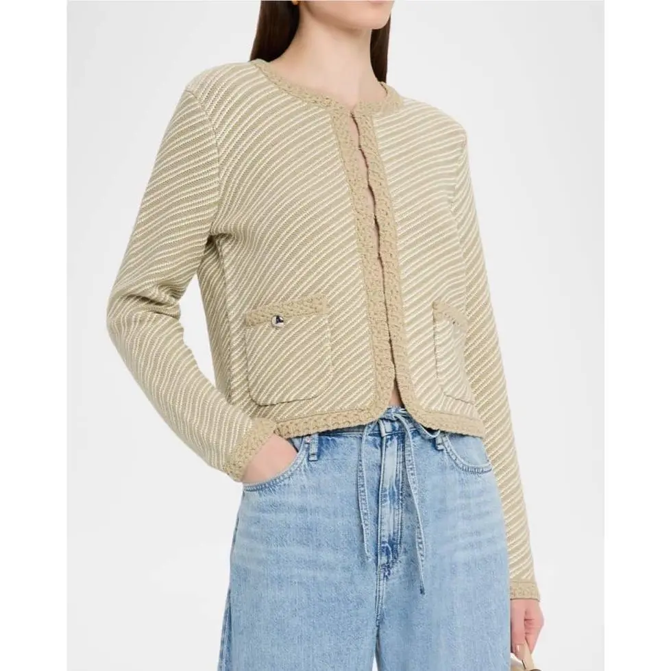 Rag Bone S Small Blaire Cardigan Jacket Eucalyptus Textured Knit Pocket Blazer