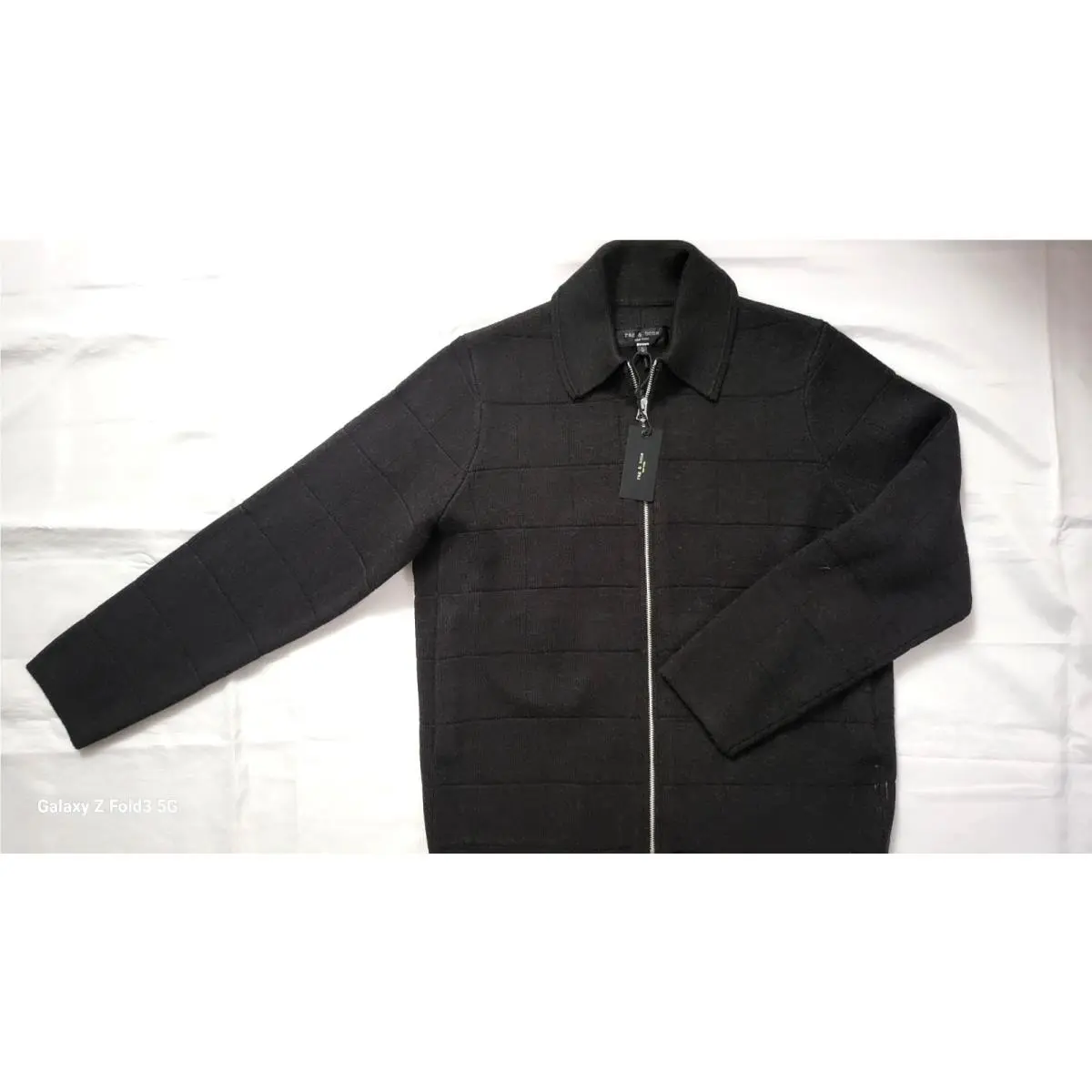 Rag Bone Men`s Melrose Window Pane Full Zip Brown Sweater Size M