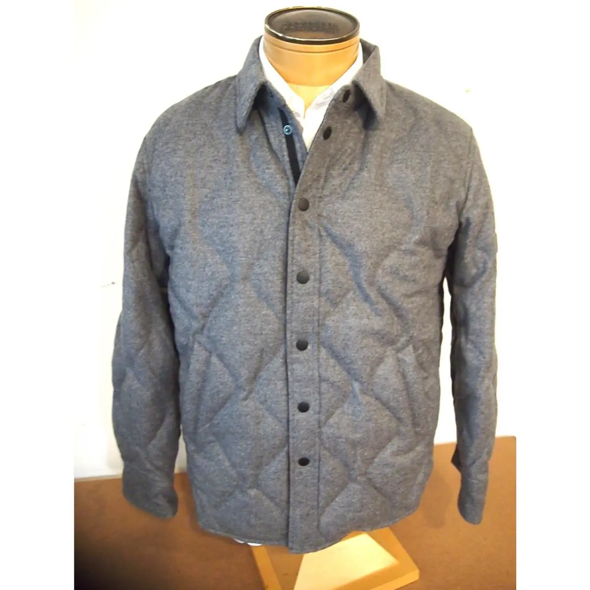 Rag Bone Wool Cashmere Dane Quilted Down Filled Shirt Jacket Small Grey