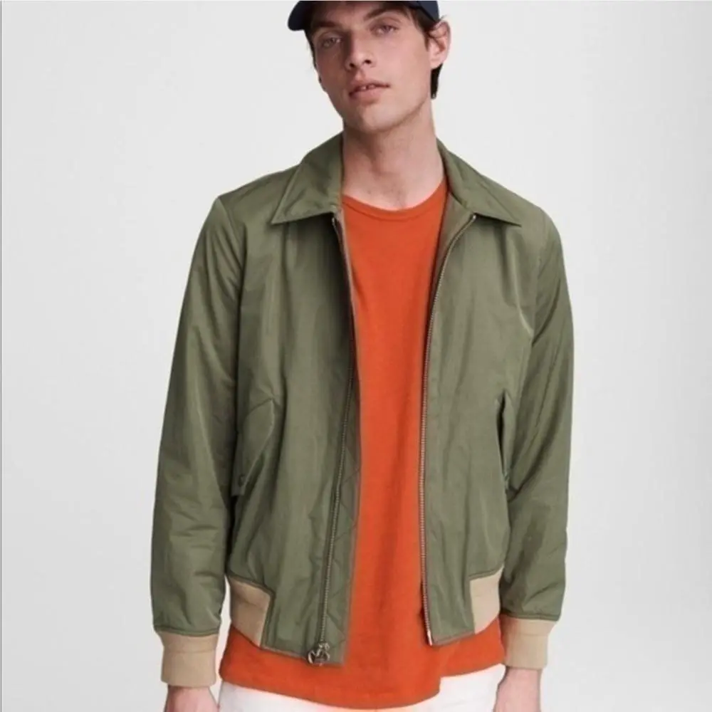 Rag Bone Men`s Army Green Harrier Cotton Blend Bomber Classic Fit Jacket XL by Rag & Bone