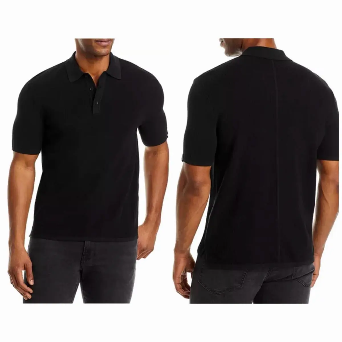 Rag Bone Men`s Lightweight Cashmere Downing Polo In Black Size:large by Rag & Bone