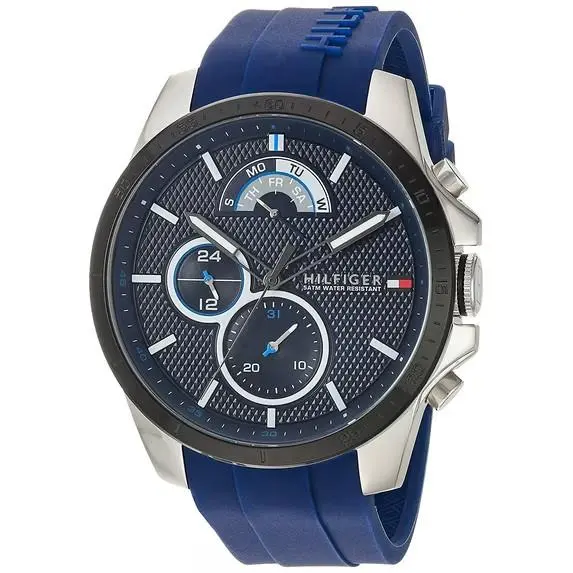 Tommy Hilfiger 1791350 Men`s Blue Silicone Band Watch 46mm