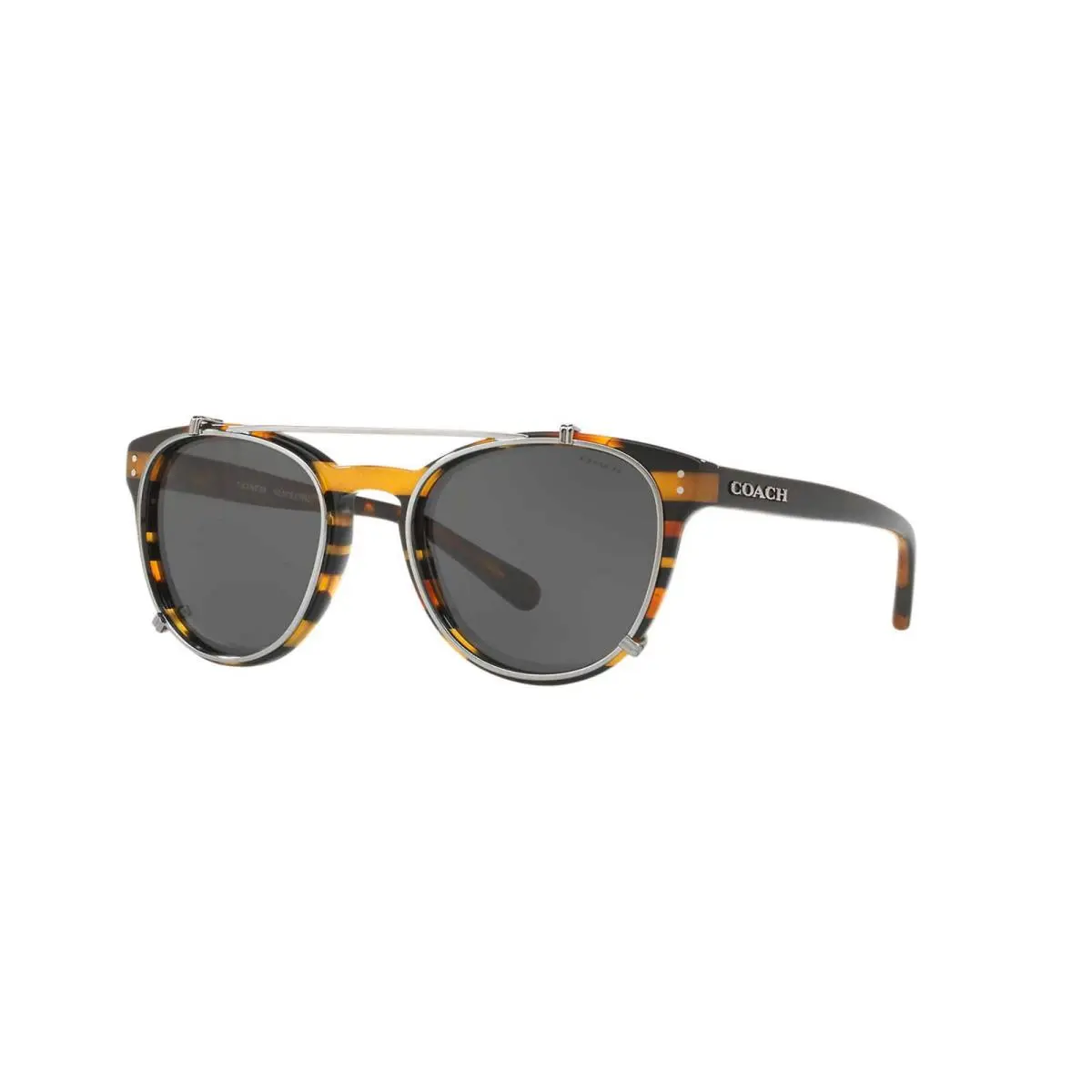 Coach HC8216 Sunglasses Blk Amber Gltr Varsity S W/dark Grey Solid 51mm