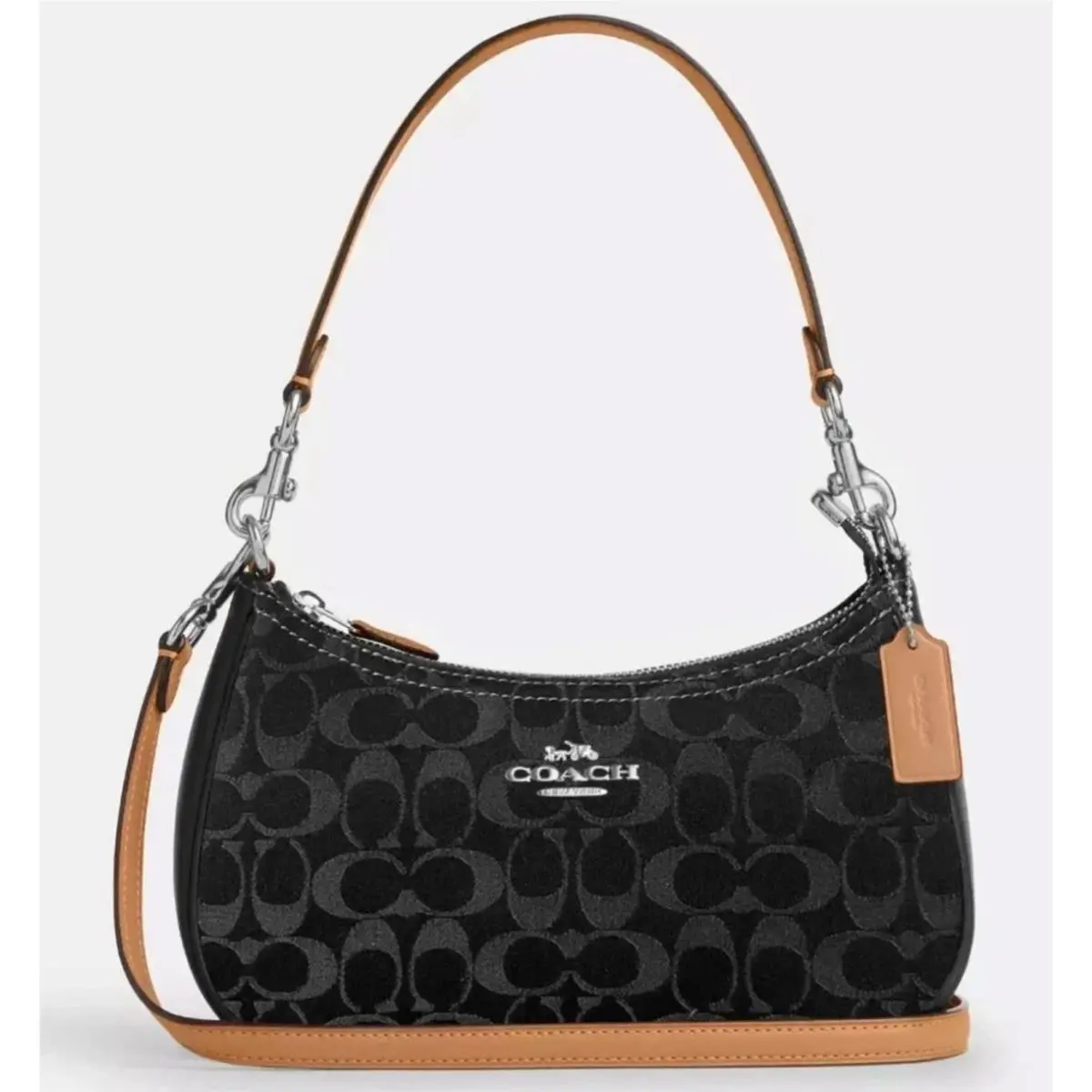 Coach CAF82 Denim/black Teri Shoulder Bag Signature Denim Outlet
