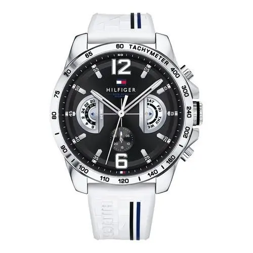 1791475 Men`s White Silicone Band Back Dial Watch 46mm by Tommy Hilfiger