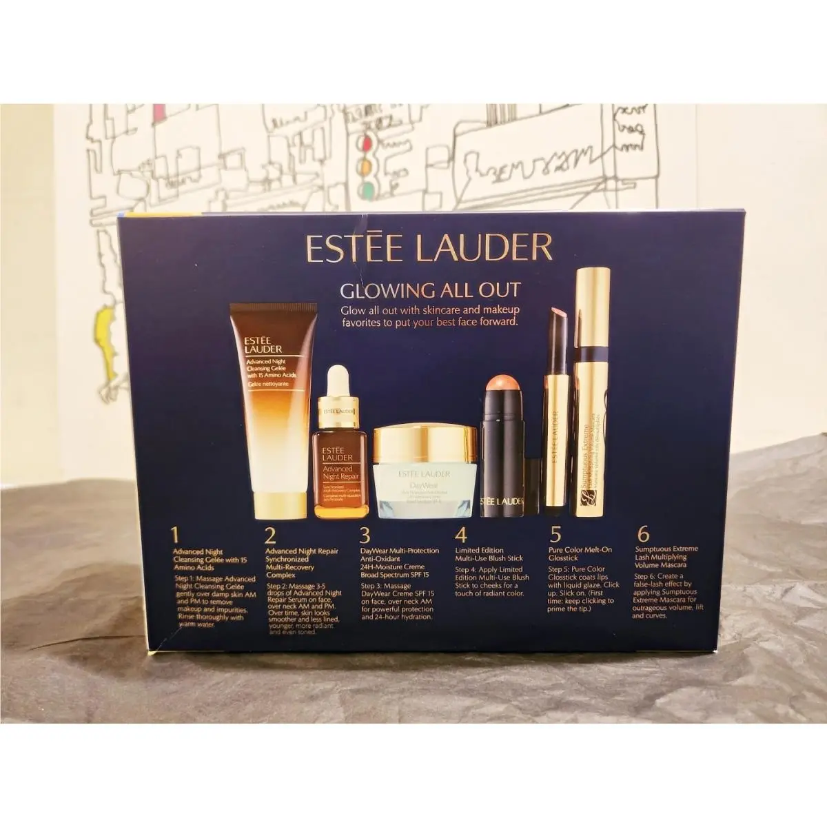 Estee Lauder Glowing All Out Gift Set 7 Piece 4 Full Sizes Night Repair