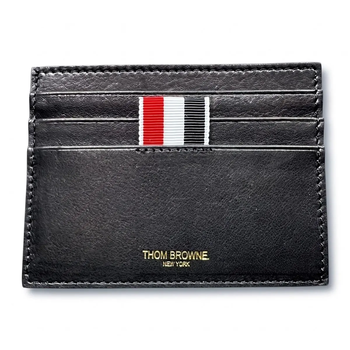 Thom Browne York Navy Blue Leather Card Case Retail Quiet Luxury